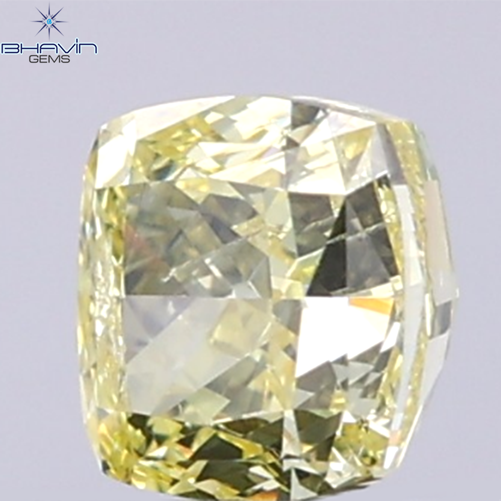 GIA Certified 1.01 CT Cushion Diamond Natural Yellow Color I2 Clarity (5.29 MM)
