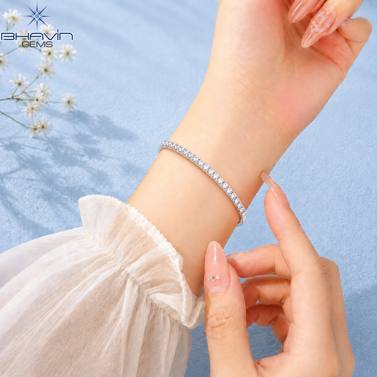 Sleek Round Diamond Open Cuff Bangle Bracelet
