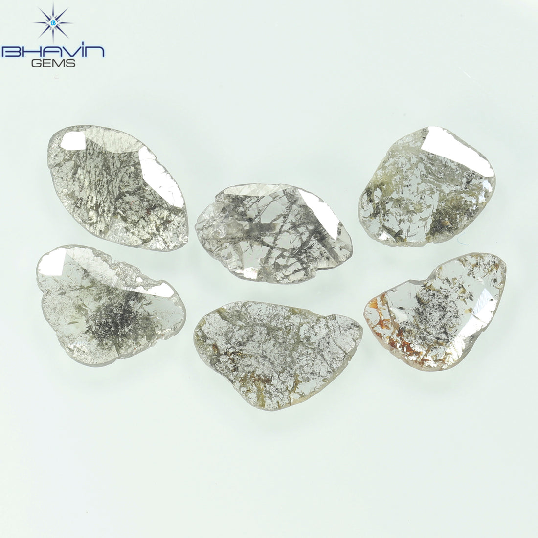 2.68 CT/6 Pcs Natural Slice Diamond Salt and Pepper Color Clarity I3 (10.12 MM)