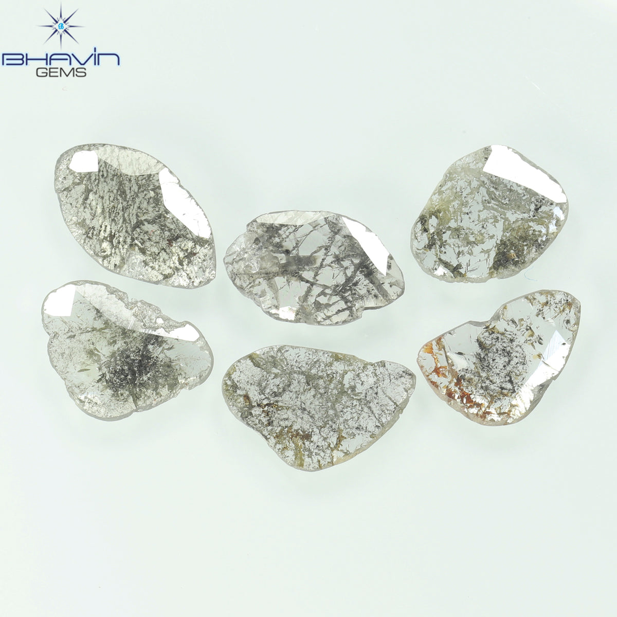 2.68 CT/6 Pcs Natural Slice Diamond Salt and Pepper Color Clarity I3 (10.12 MM)