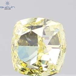 GIA Certified 1.00 CT Cushion Diamond Natural Yellow Color VVS2 Clarity (5.29 MM)