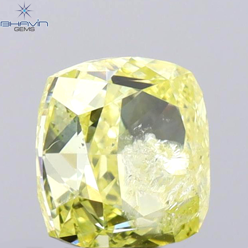 1.01 CT Cushion Shape Natural Diamond Yellow Color I1 Clarity (5.22 MM)