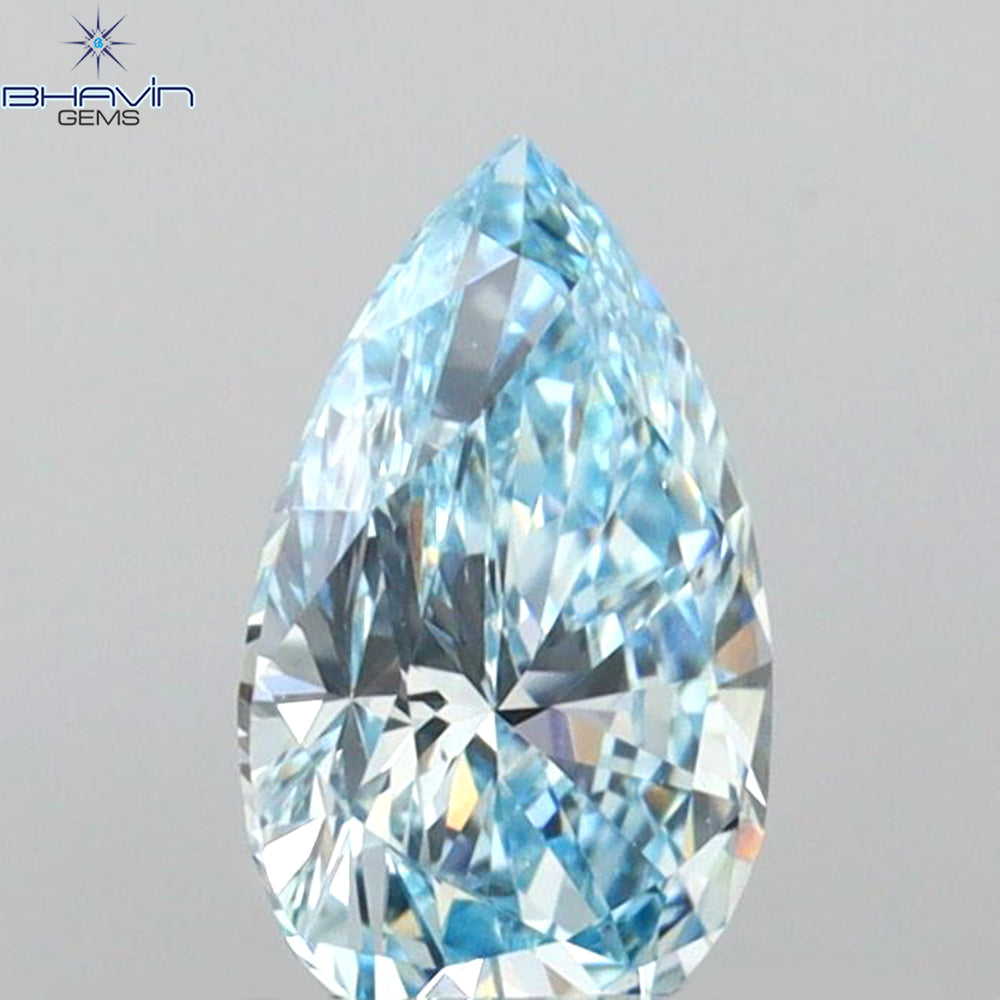 0.50 CT Pear Shape Natural Diamond Blue Color VS2 Clarity (6.70 MM)
