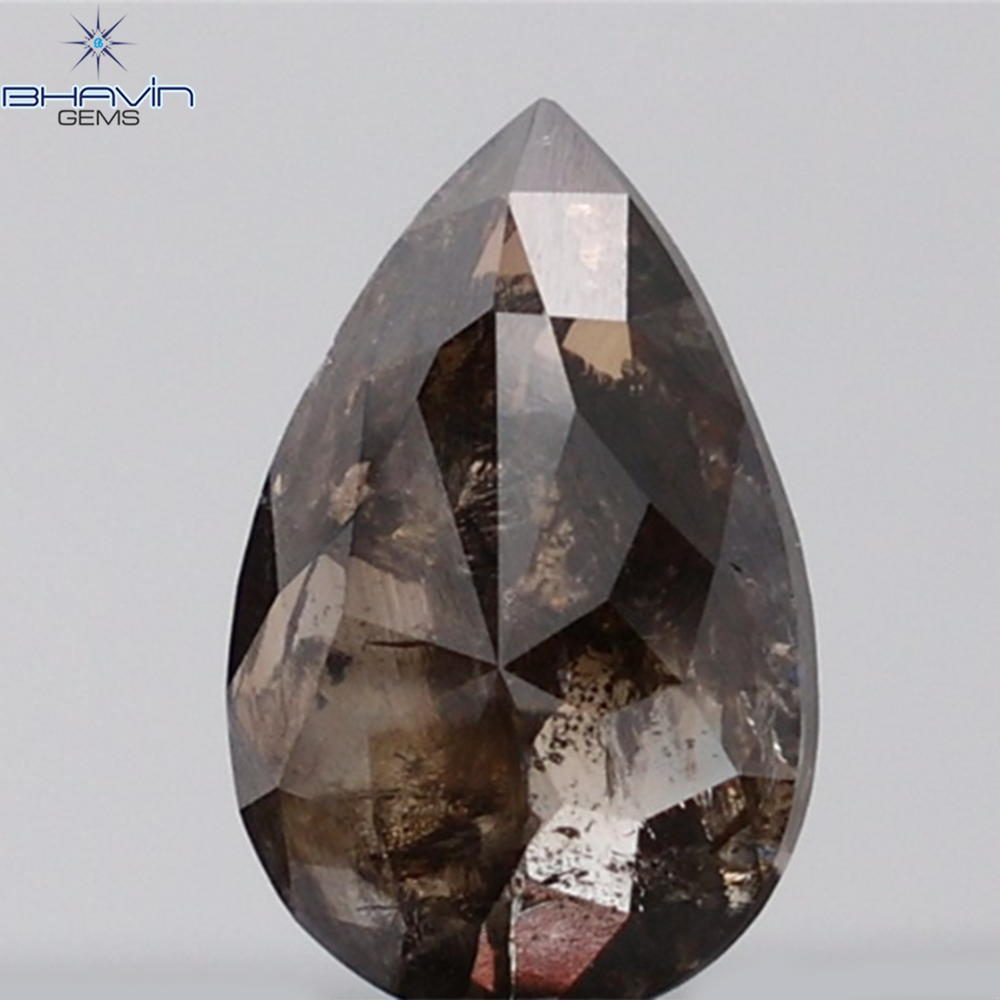 3.09 CT Pear Shape Natural Diamond Brown Color I3 Clarity (12.78 MM)