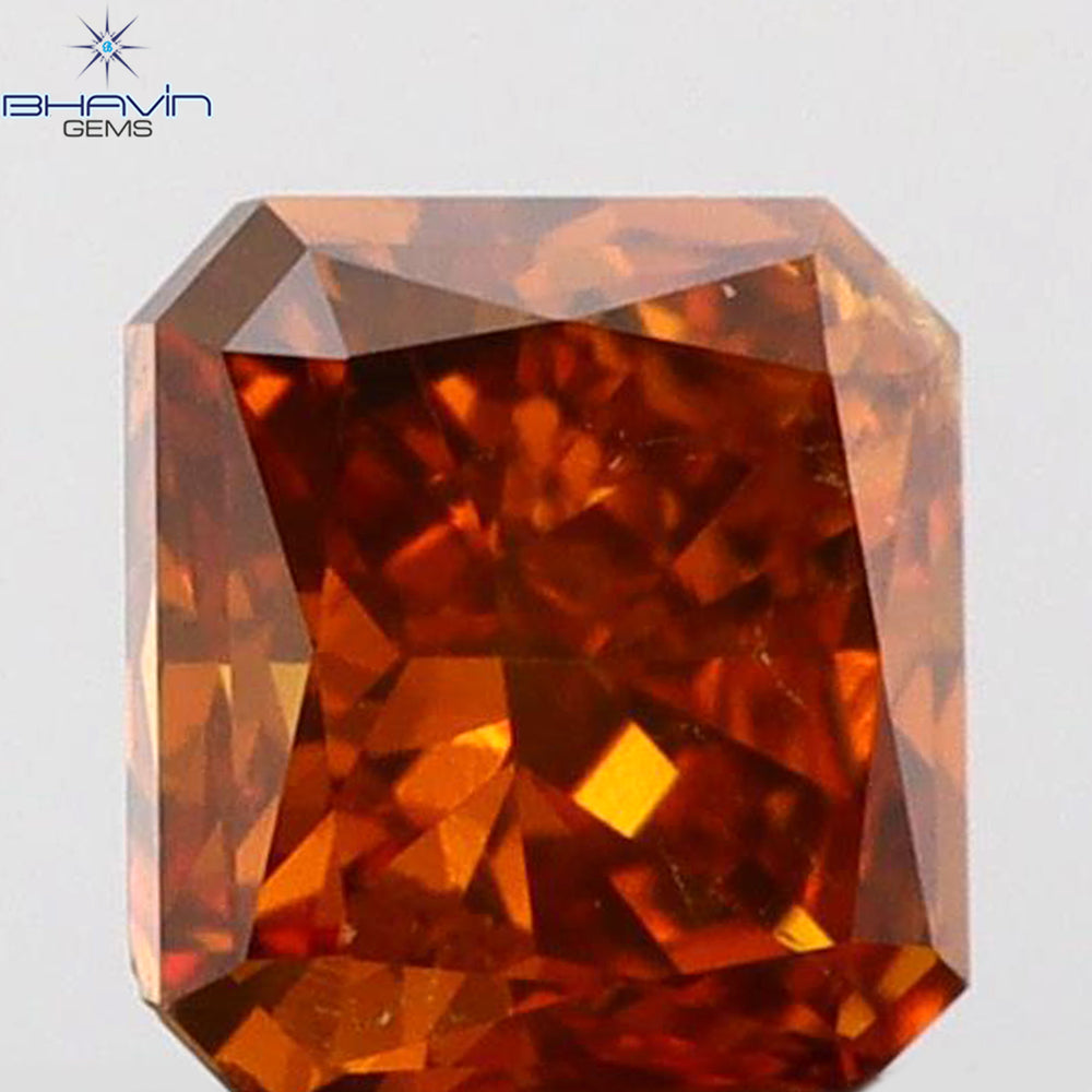 0.29 CT Radiant Shape Natural Diamond Orange Yellow Color VS2 Clarity (3.74 MM)