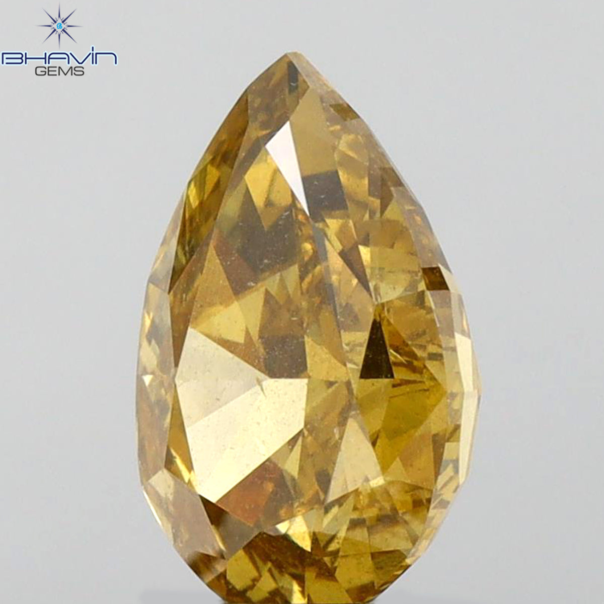 GIA認定 2.10 CT ペアシェイプ天然ダイヤモンド ブラウンイエローカラー I1 クラリティ (10.26 MM)