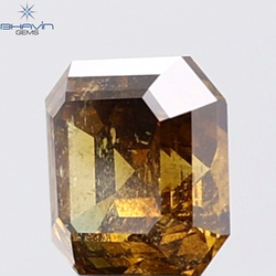 1.02 CT Asscher Diamond Natural Brown Orange Color I2 Clarity (5.53 MM)
