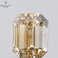 1.02 CT Emerald Diamond Natural Brown Orange Color SI1 Clarity (5.60 MM)