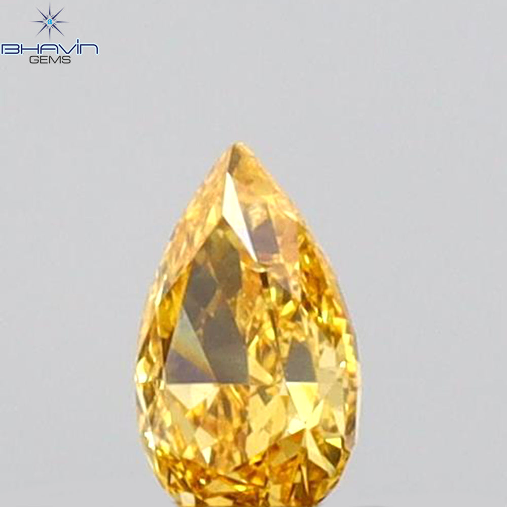 0.12 CT Pear Shape Natural Diamond Orange Color VS1 Clarity (4.03 MM)