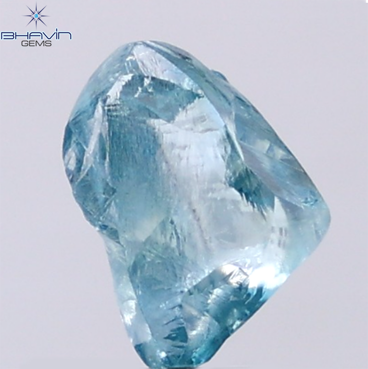 1.60 CT Natural Rough Diamond Enhanced Blue Color Clarity VS (9.10 MM)