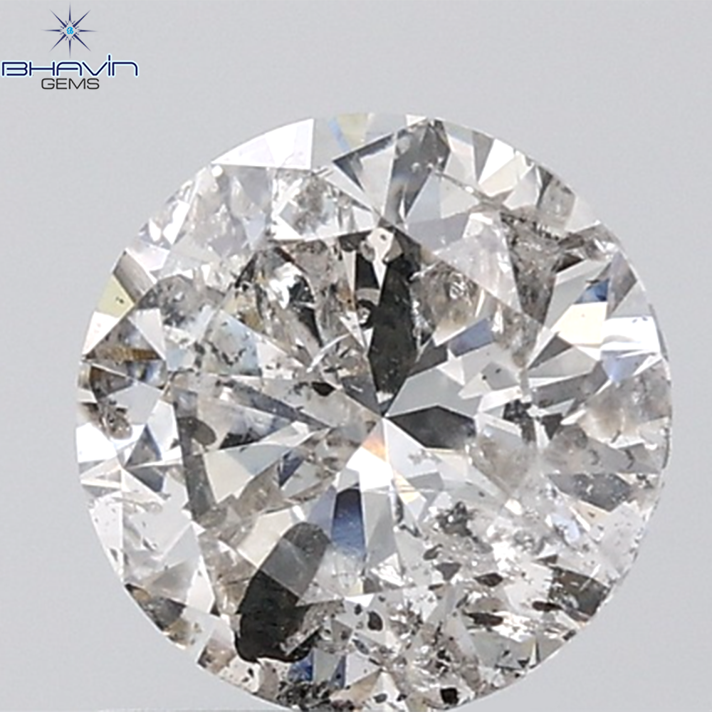 0.44 CT ラフシェイプ ナチュラル ダイヤモンド ブラック グレー (ソルト アンド パッパー) カラー I3 クラリティ (4.95 MM)