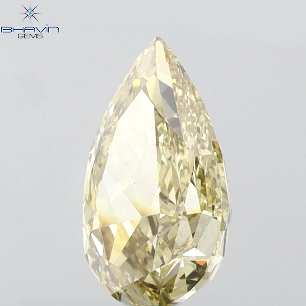 GIA Certified 1.52 CT Pear Diamond Brownish Greenish Yellow (CHAMELEON) Color Natural Loose Diamond (10.72 MM)