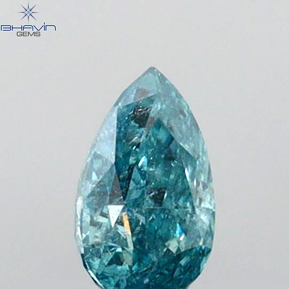 0.23 CT ペアシェイプ ナチュラル ダイヤモンド グリーン カラー I2 クラリティ (6.27 MM)