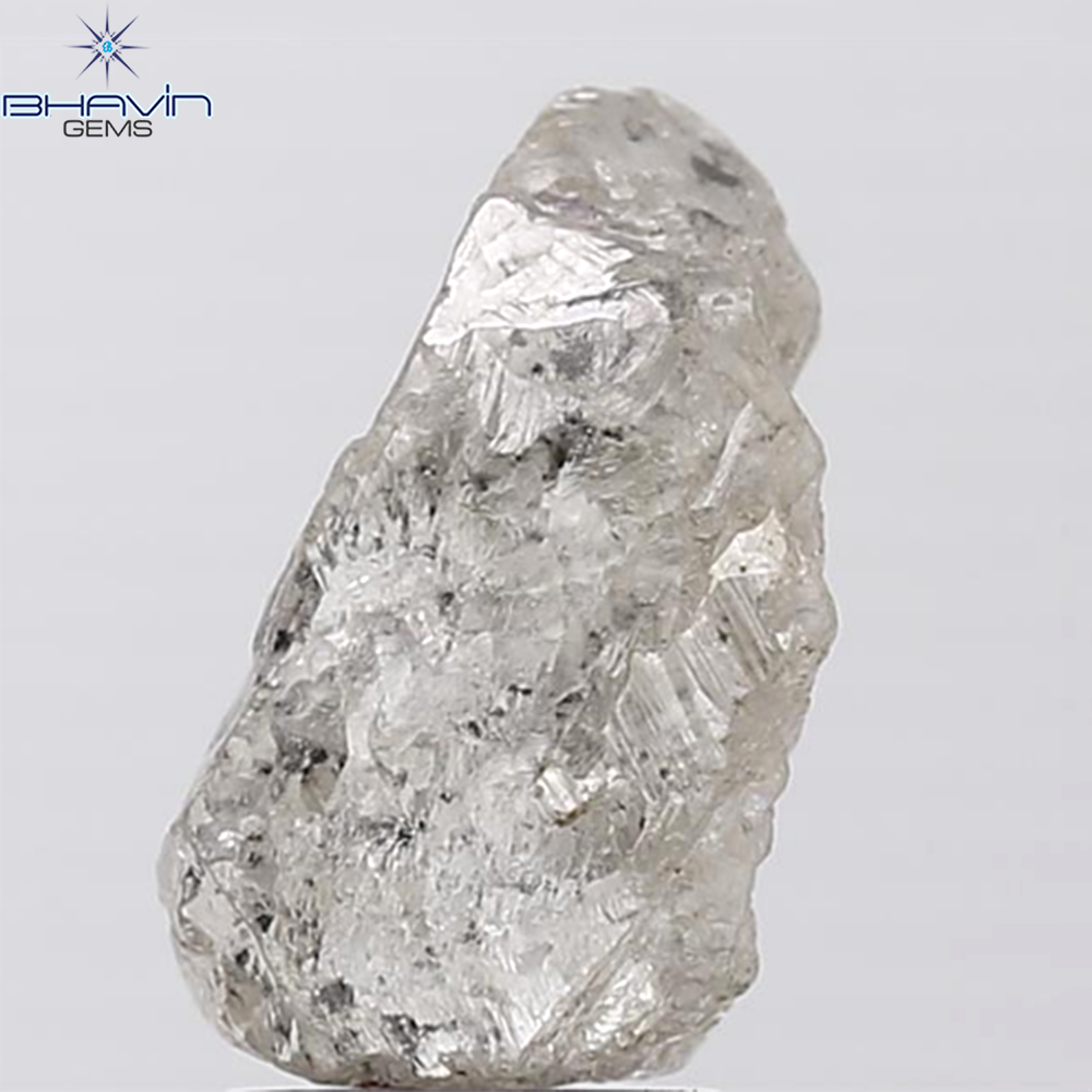 0.44 CT ラフシェイプ ナチュラル ダイヤモンド ブラック グレー (ソルト アンド パッパー) カラー I3 クラリティ (4.95 MM)