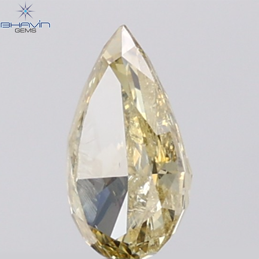 1.01 CT Pear Diamond Natural Green (Chameleon) Color I1 Clarity (8.75 MM)
