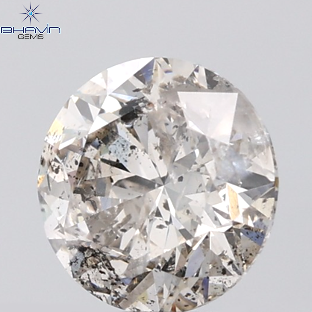 0.44 CT ラフシェイプ ナチュラル ダイヤモンド ブラック グレー (ソルト アンド パッパー) カラー I3 クラリティ (4.95 MM)