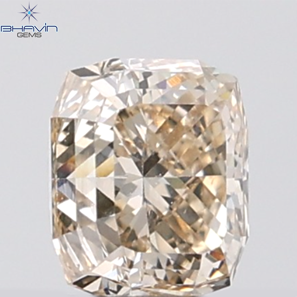 1.00 CT Cushion Diamond Natural Brown Color VVS1 Clarity (5.53 MM)