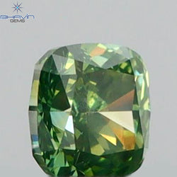 0.10 CT Cushion Shape Natural Loose Diamond Enhanced Green Color SI2 Clarity (2.50 MM)