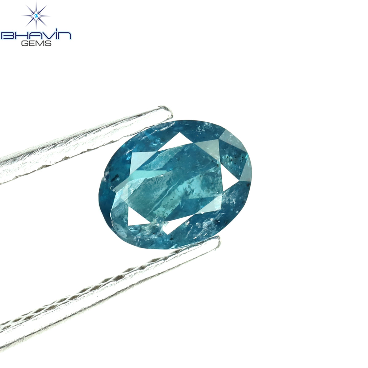 0.44 CT Natural Oval Diamond Enhanced Blue Color Clarity I3 (5.74 MM)