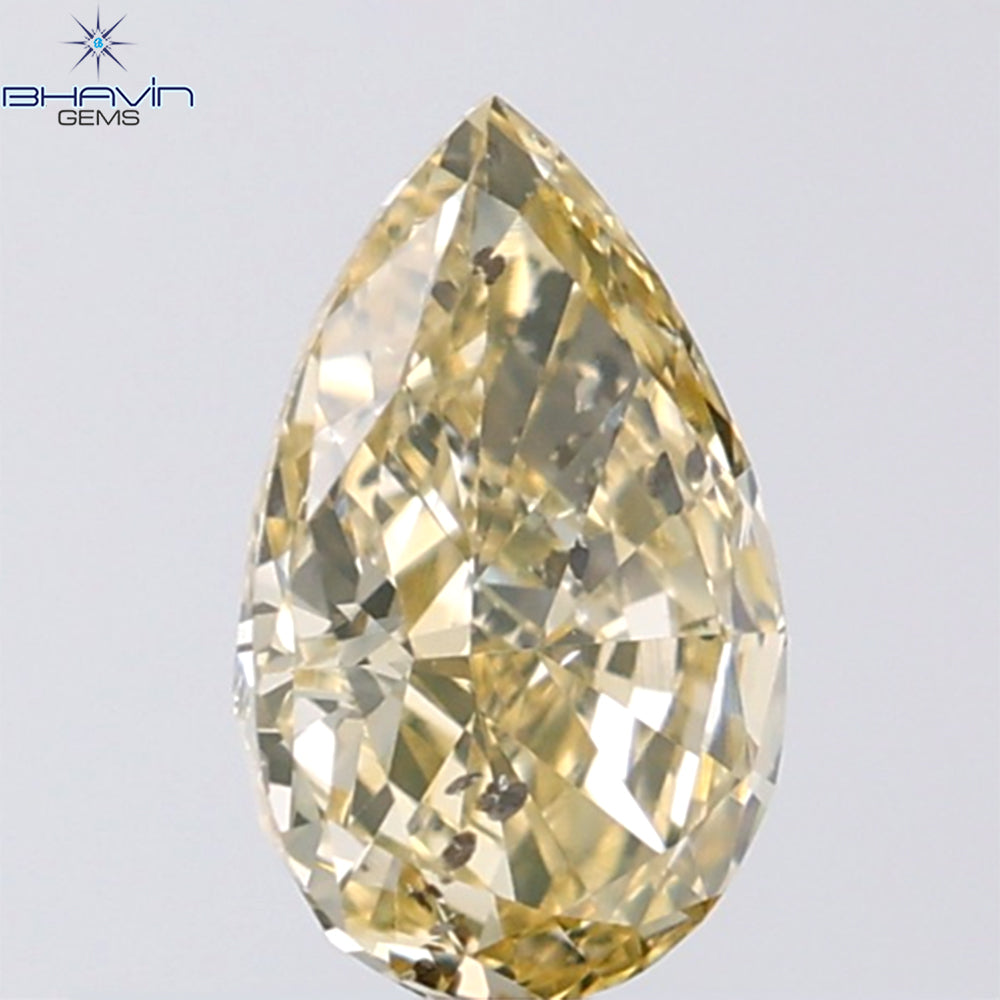 1.01 CT Pear Shape Natural Diamond Brown Yellow Color SI2 Clarity (7.99 MM)