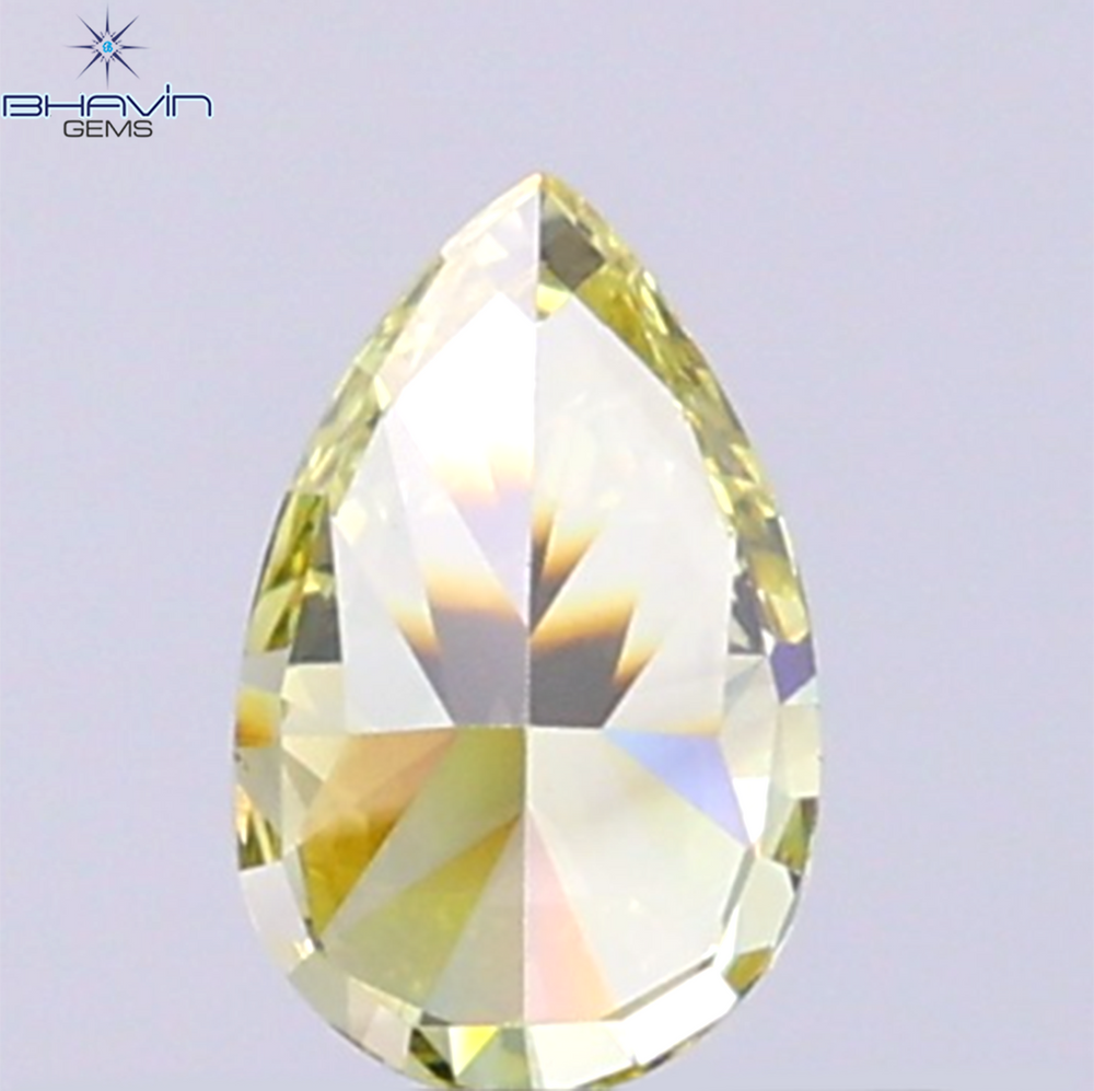 0.55 CT Natural Pear Diamond Intense Yellow Color Clarity VS2 (6.50 MM)
