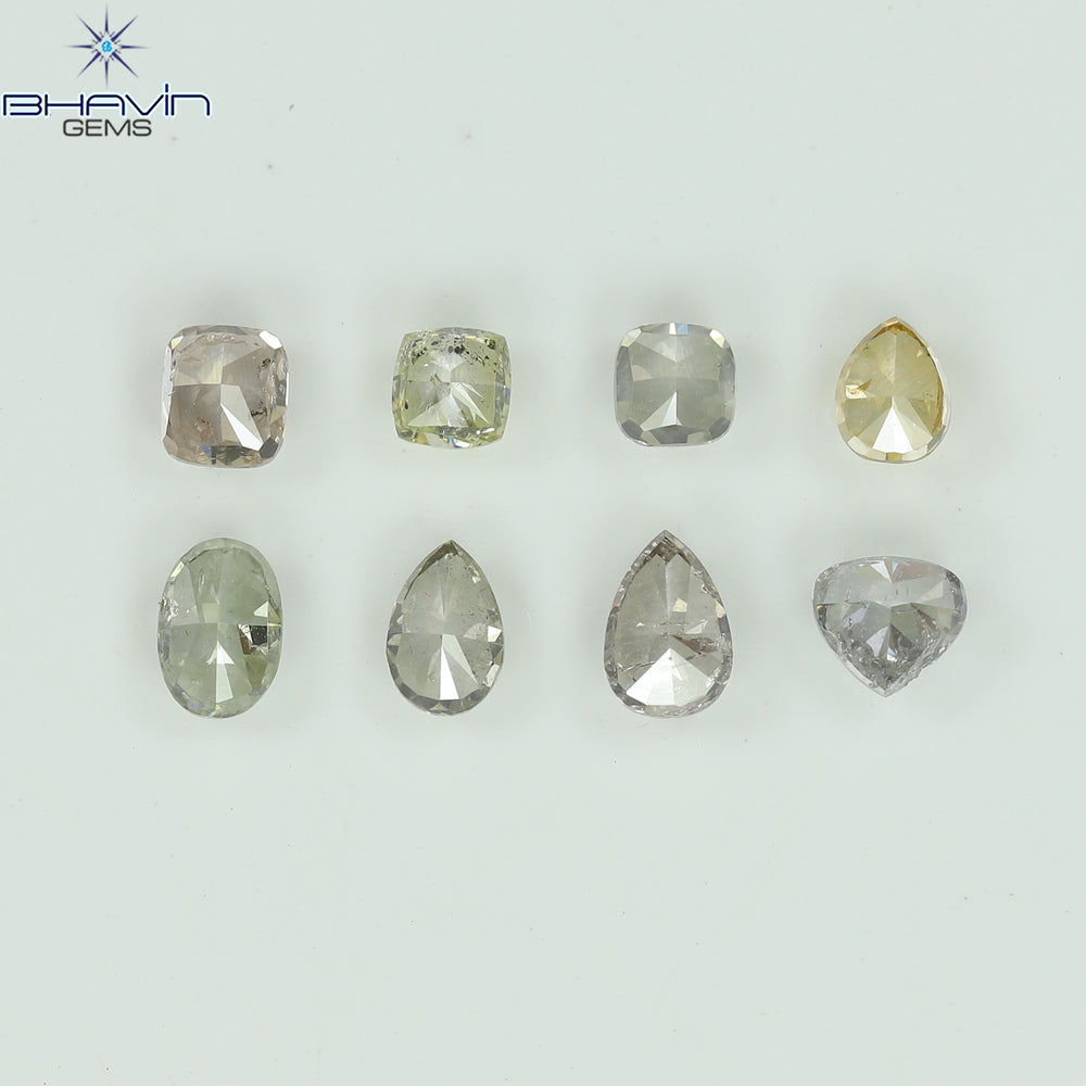 2.08 CT/8 Pcs Natural Mix Diamond Mix Fancy Color Clarity I1 (5.03 MM)