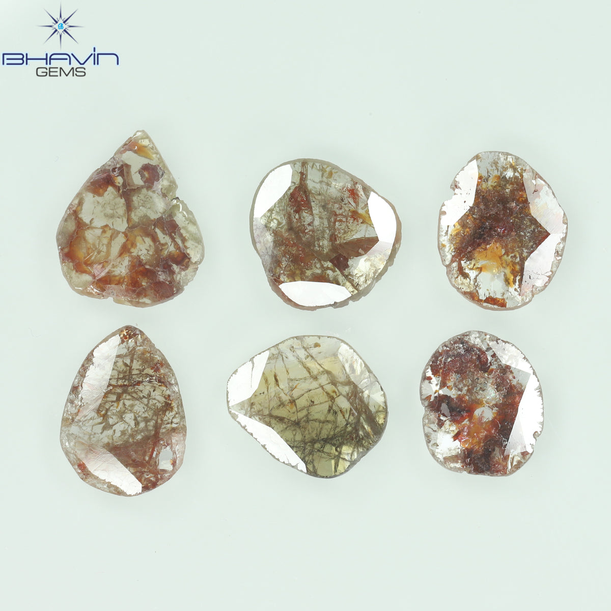 3.57 CT/5 ピース スライス シェイプ ナチュラル ルース ダイヤモンド ブラウン カラー I3 クラリティ (11.59 MM)