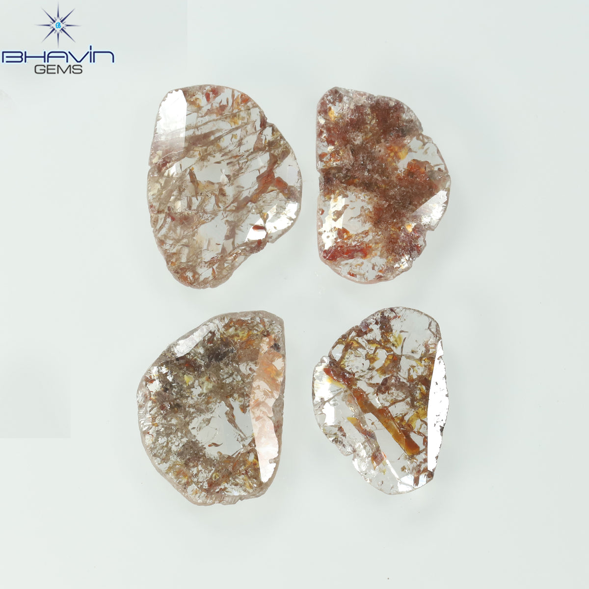3.57 CT/5 ピース スライス シェイプ ナチュラル ルース ダイヤモンド ブラウン カラー I3 クラリティ (11.59 MM)