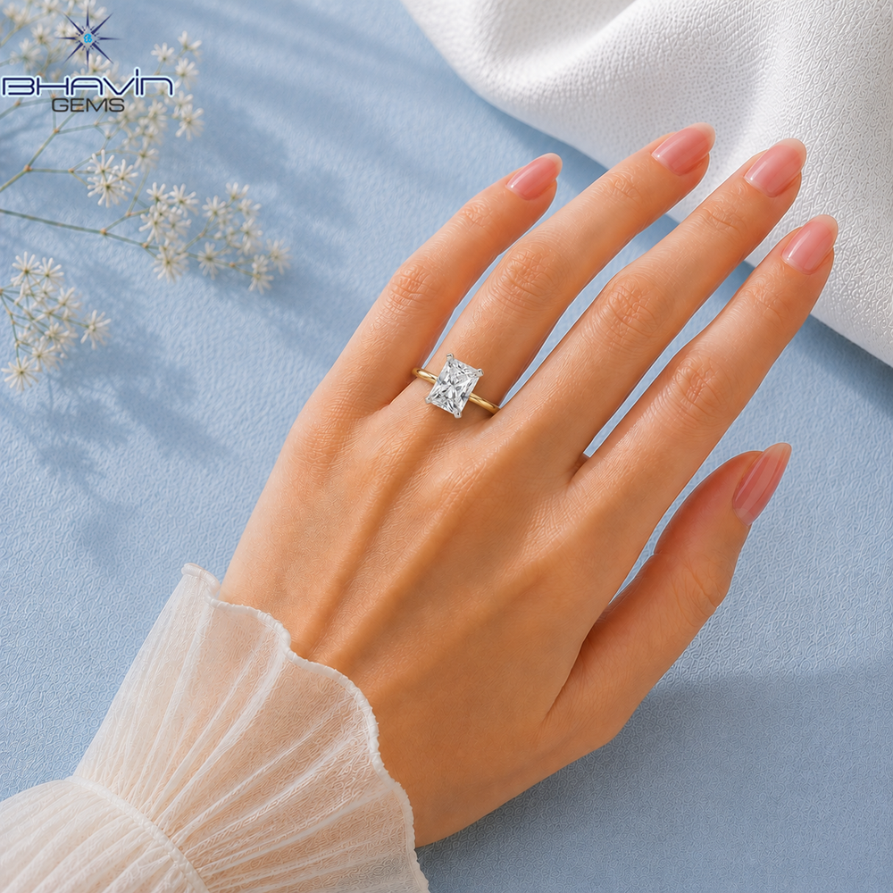 Lab Grown Radiant Diamond Two-Tone Solitaire Engagement Ring