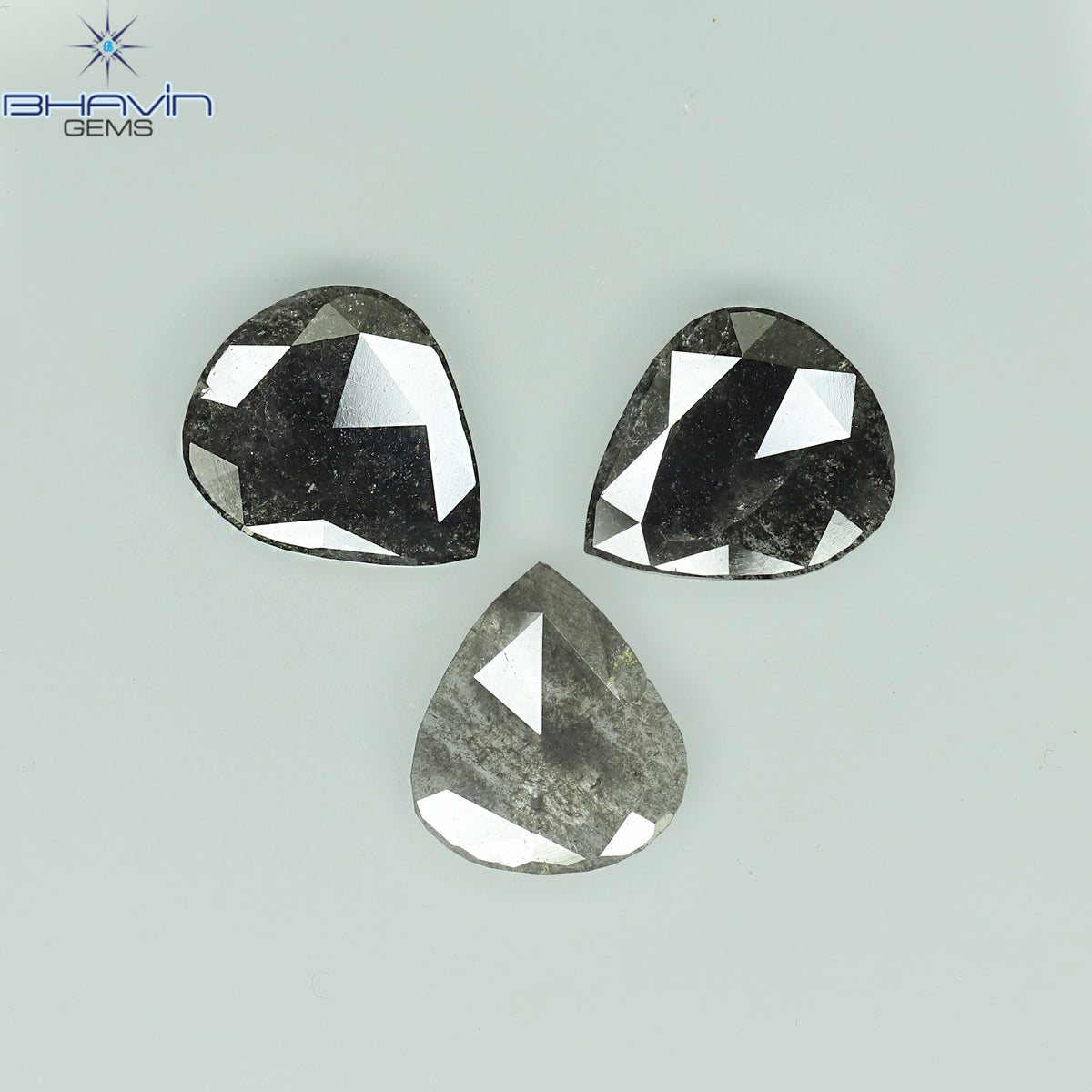 1.75 CT/5 ピース スライス形状 天然ダイヤモンド ソルト アンド ペッパー カラー I3 クラリティ (10.45 MM)