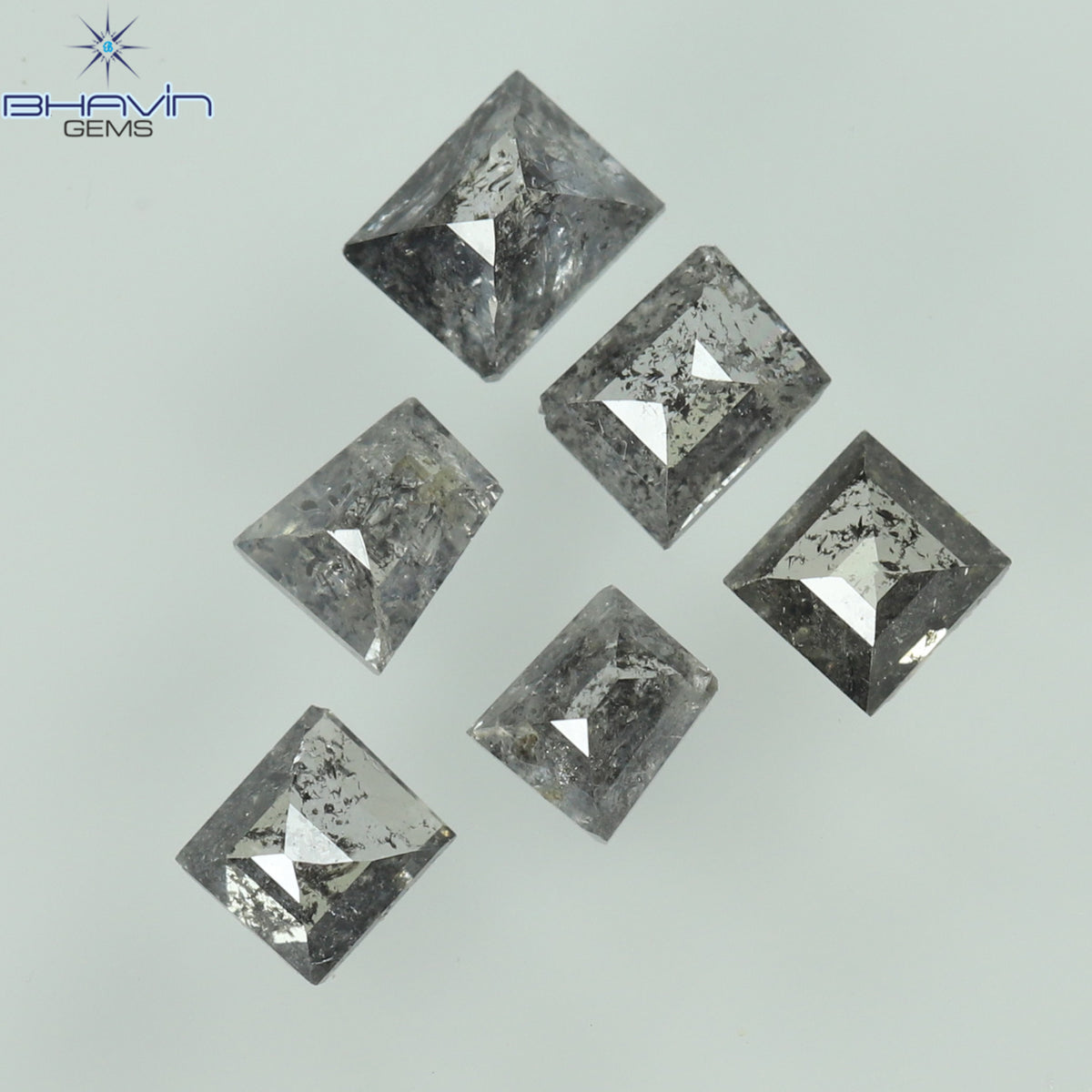 0.33 CT/6 Pcs Natural Square Baguette Diamond Salt and Pepper Color Clarity I3 (2.62 MM)