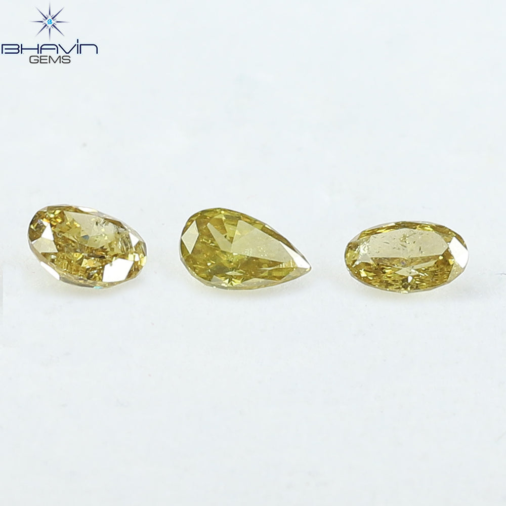 1.08 CT/3 Pcs Natural Mix Diamond Green-Yellow Color Clarity SI (5.78 MM)