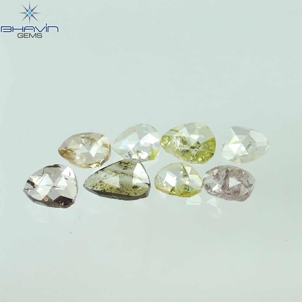 0.67 CT/8 Pcs Natural Polki Rose Cut Diamond Mix Fancy Color Clarity I2 (4.65 MM)