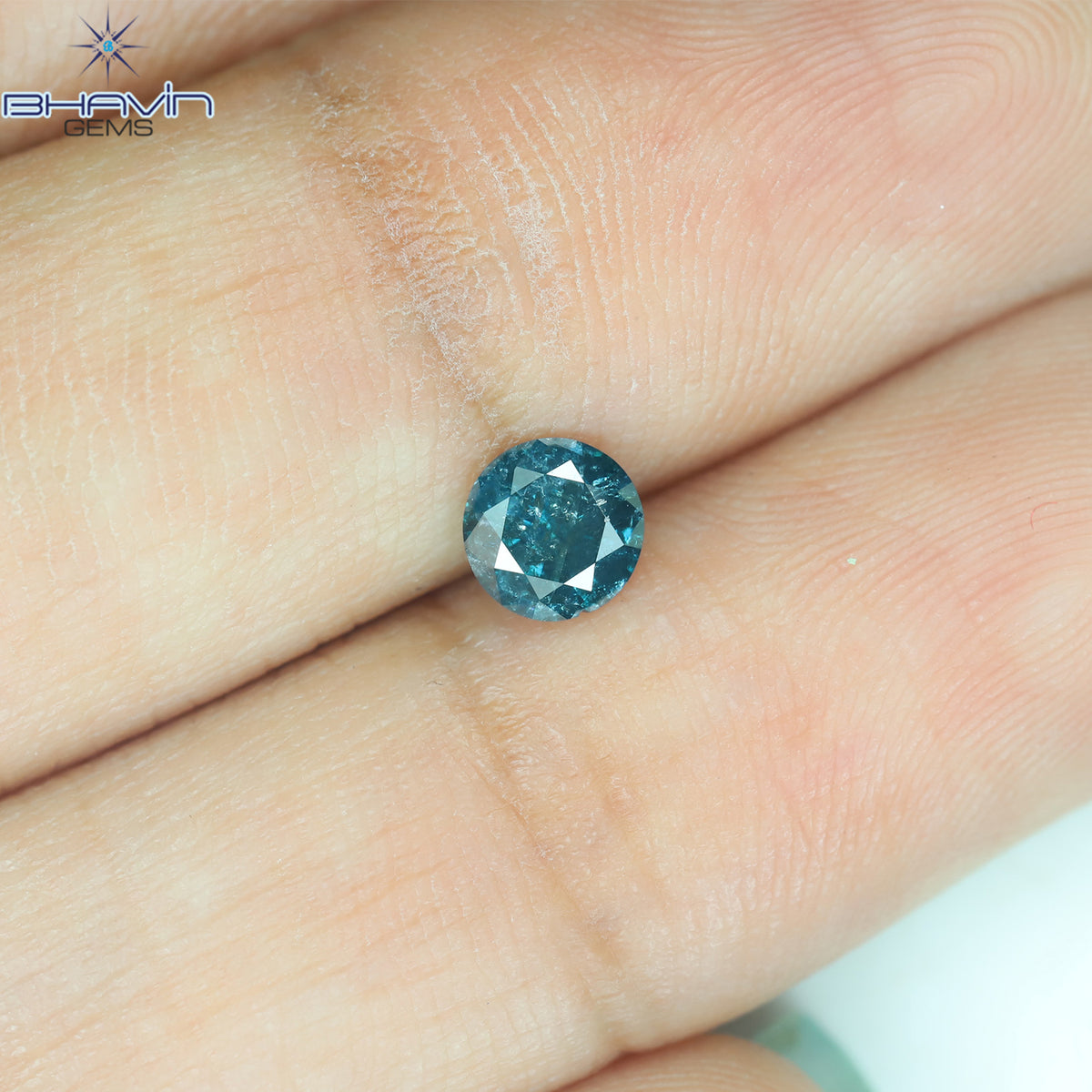 0.42 CT Natural Round Brilliant Cut Diamond Enhanced Blue Color Clarity I3 (4.75 MM)