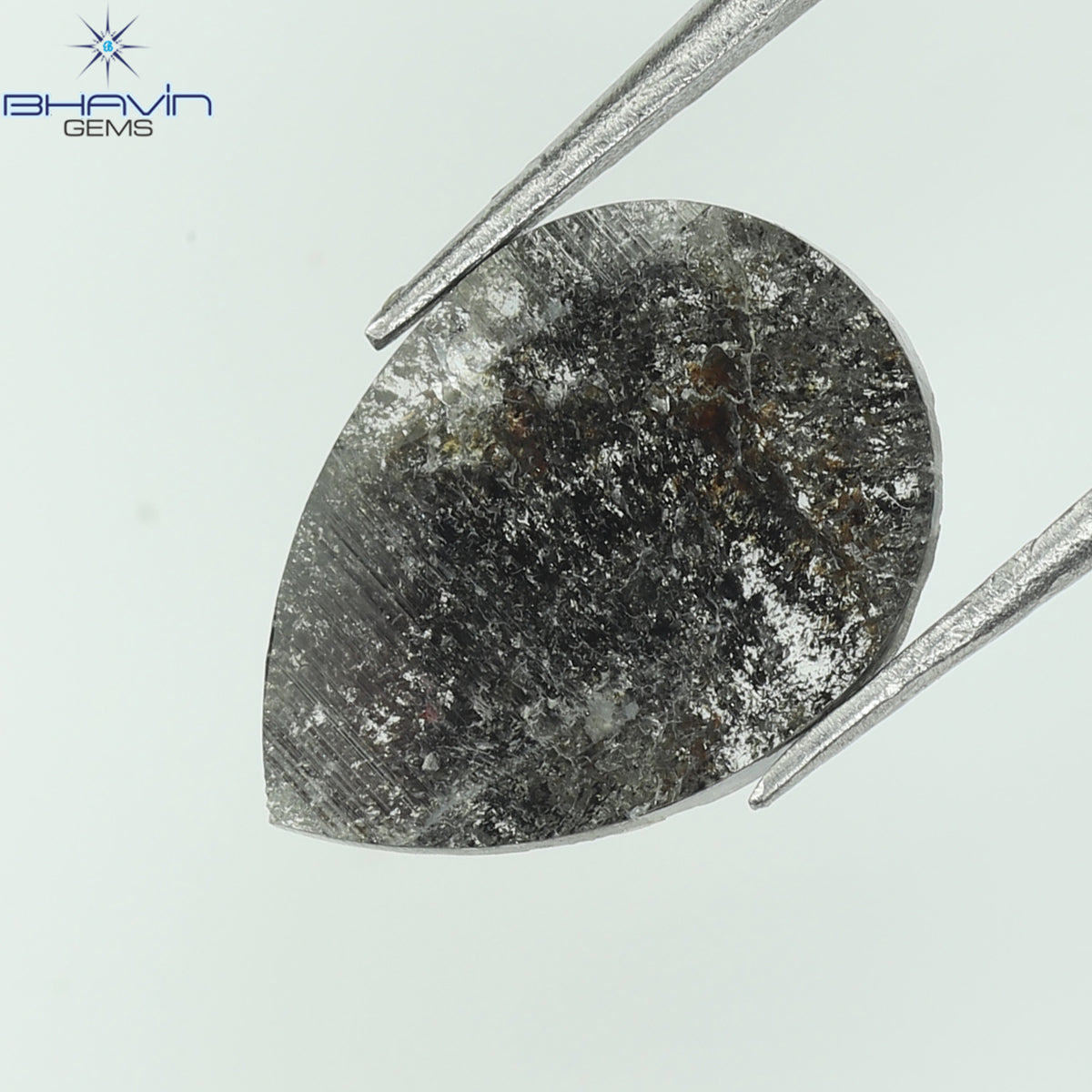 1.06 CT Natural Pear Slice Diamond Salt and Pepper Color Clarity I3 (11.09 MM)