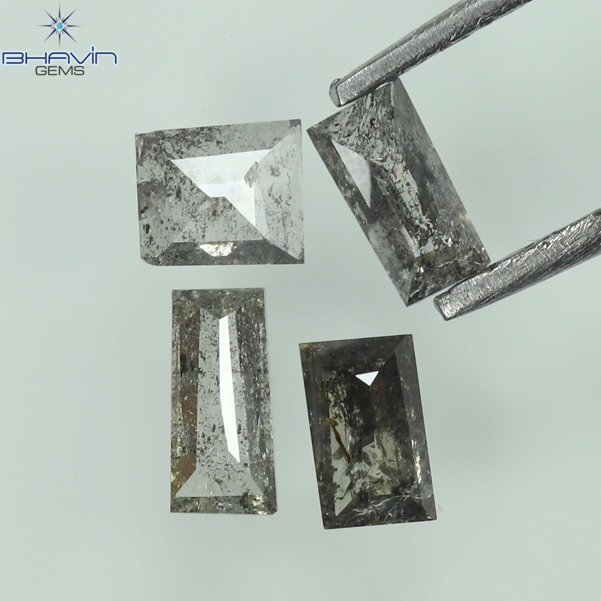0.38 CT/4 Pcs Natural Baguette Diamond Salt and Pepper Color Clarity I3 (4.10 MM)