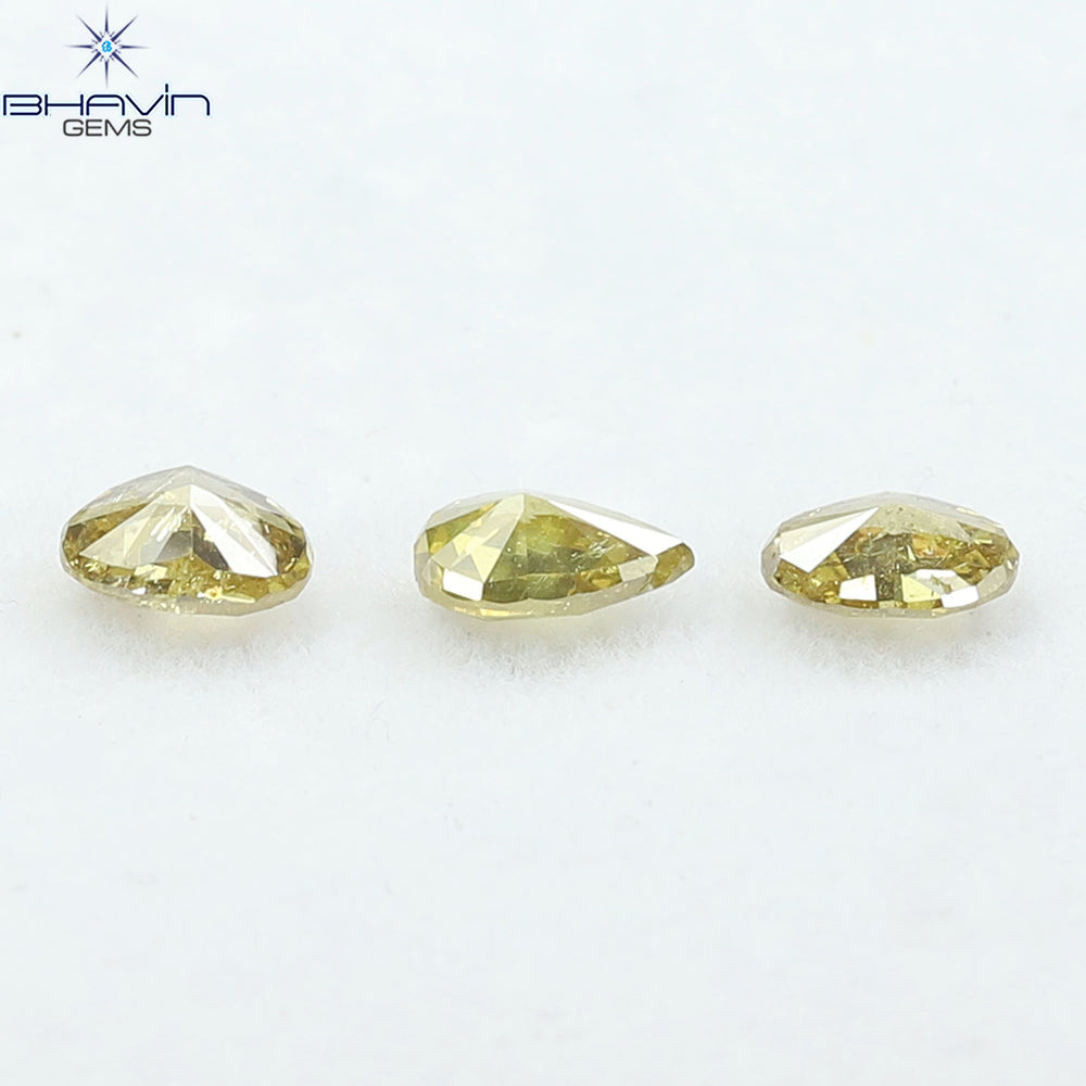1.08 CT/3 Pcs Natural Mix Diamond Green-Yellow Color Clarity SI (5.78 MM)