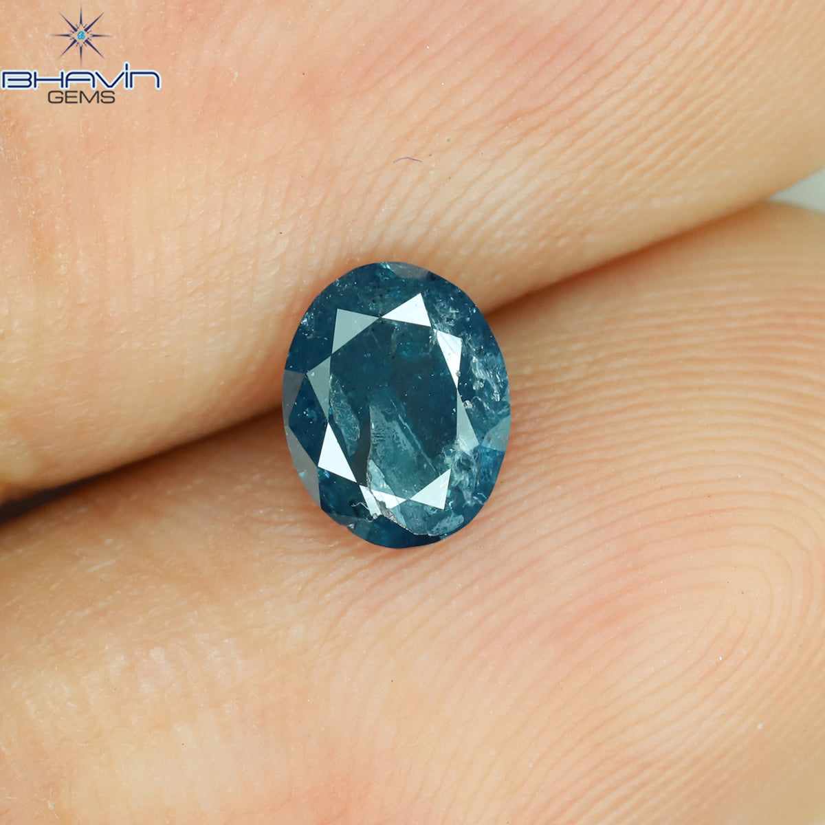 0.44 CT Natural Oval Diamond Enhanced Blue Color Clarity I3 (5.74 MM)