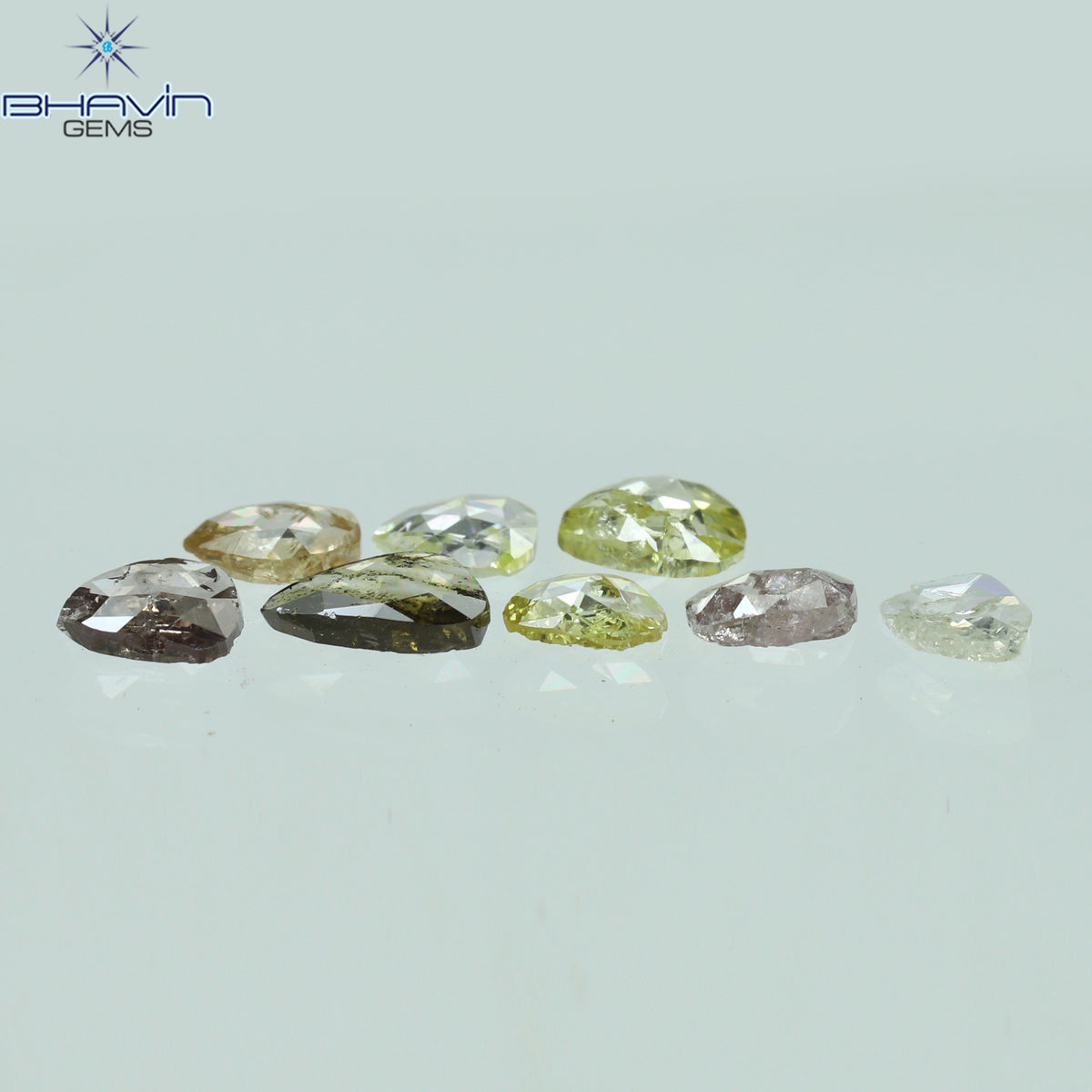 0.67 CT/8 Pcs Natural Polki Rose Cut Diamond Mix Fancy Color Clarity I2 (4.65 MM)