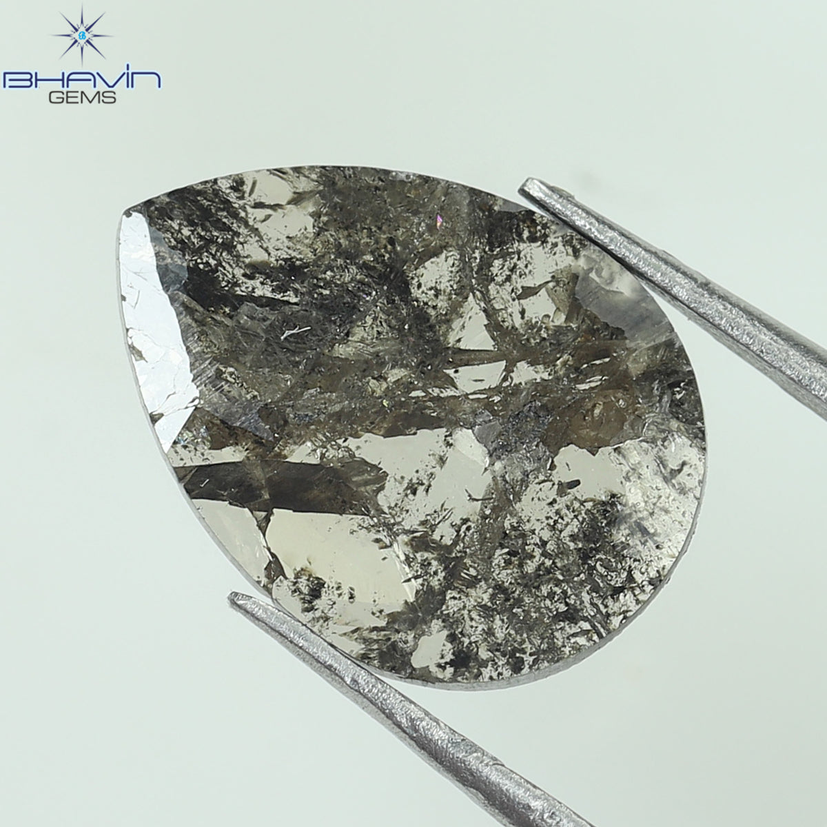 1.06 CT Natural Pear Slice Diamond Salt and Pepper Color Clarity I3 (10.94 MM)