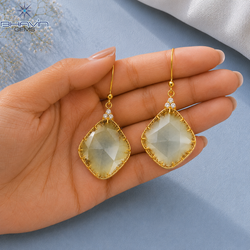 Natural Polki Slice Dangle Earrings Slice Drop Earrings Everyday Ethnic Jewelry