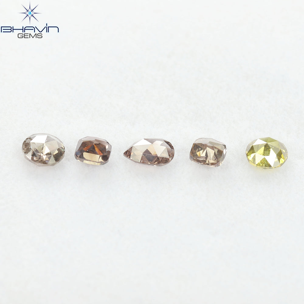 1.75 CT/5 Pcs Natural Mix Diamond Mix Fancy Color Clarity SI (5.75 MM)