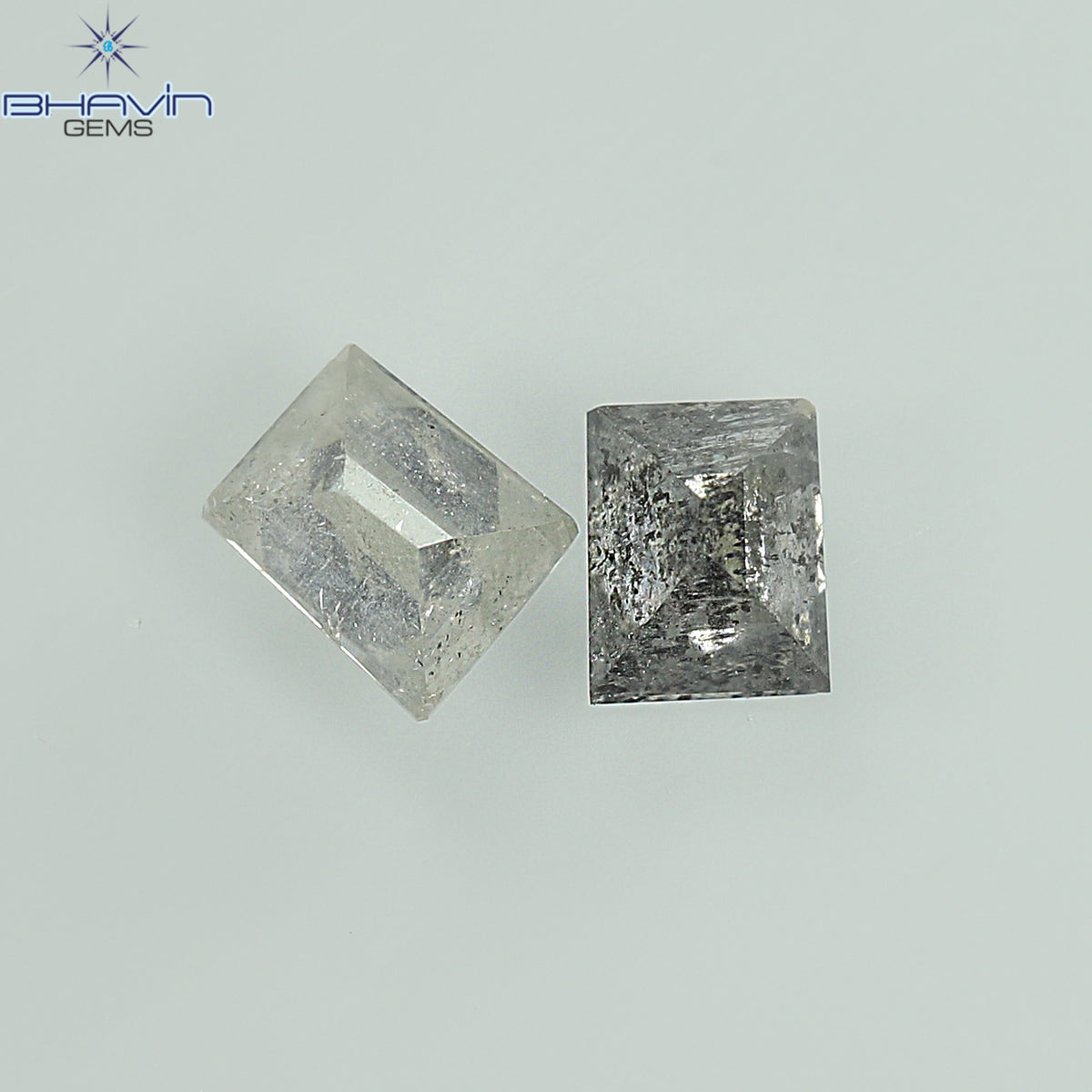 0.33 CT/2 Pcs Natural Square-Baguette Diamond Salt and Pepper Color Clarity I3 (3.57 MM)