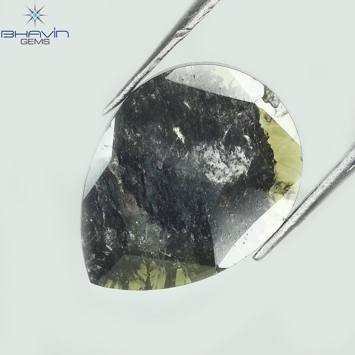1.41 CT Natural Pear Slice Diamond Brown-Green Color Clarity I3 (11.95 MM)