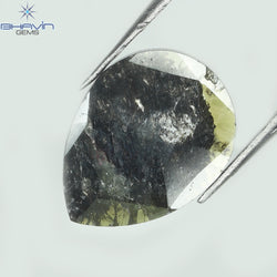 1.41 CT Pear Slice Shape Natural Diamond Brown-Green Color I3 Clarity (11.95 MM)