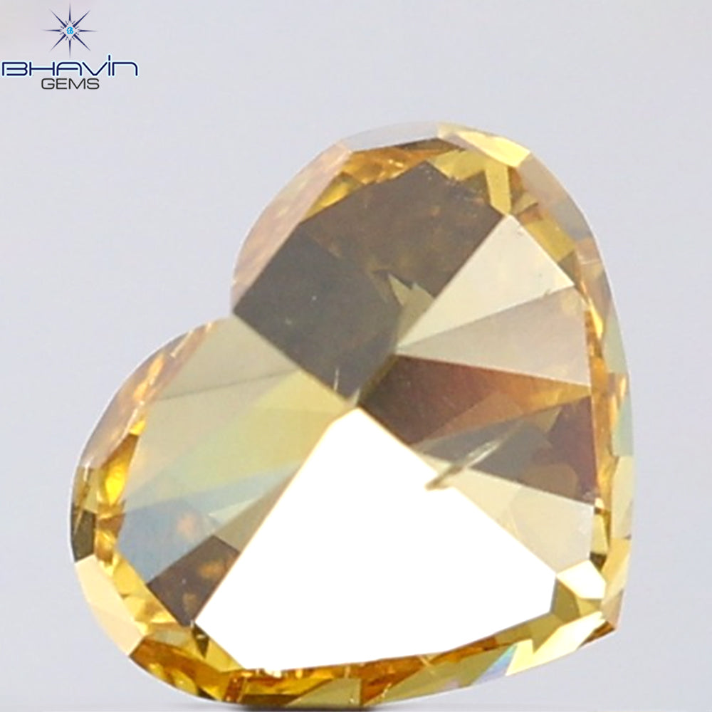 1.01 CT Heart Shape Natural Diamond Orange Color SI2 Clarity (6.51 MM)