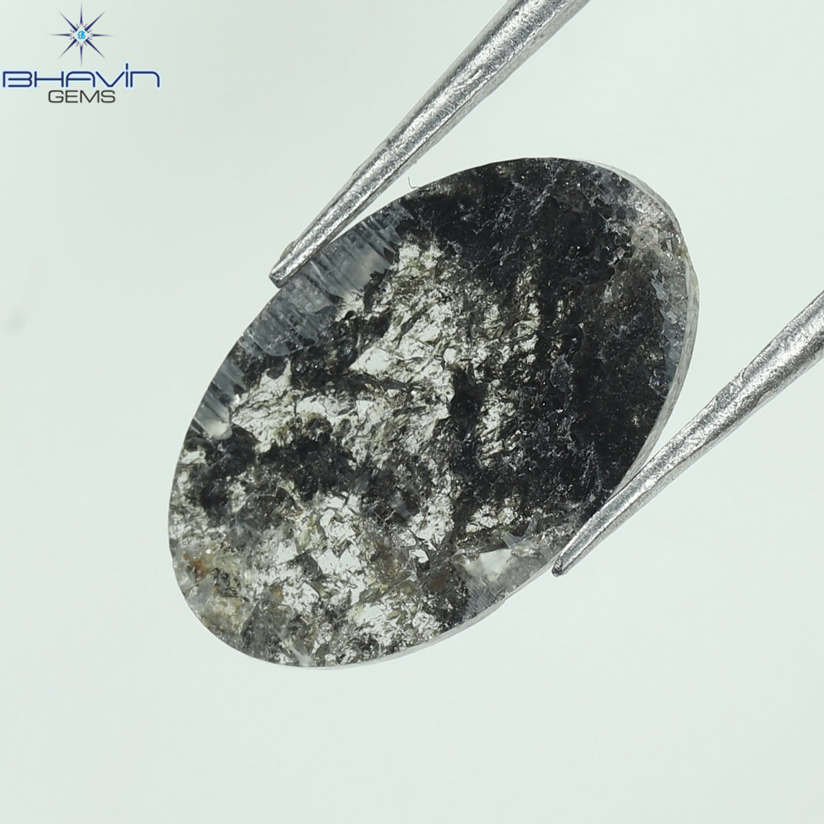 3.36 CT ペア スライス シェイプ ナチュラル ダイヤモンド ソルト アンド ペッパー カラー I3 クラリティ (15.82 MM)