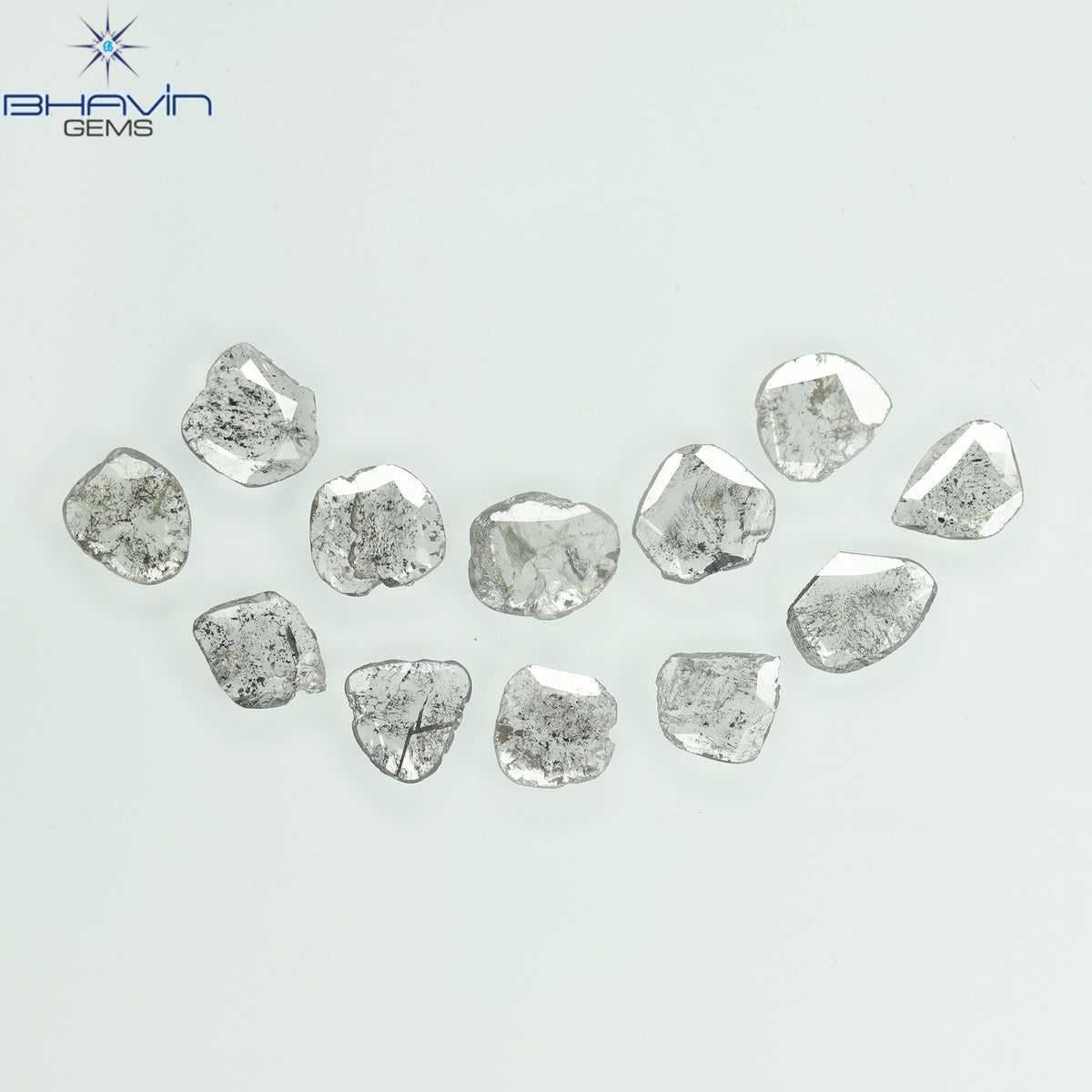 2.15 CT/12 Pcs Natural Slice Diamond Salt and Pepper Color Clarity I3 (6.10 MM)