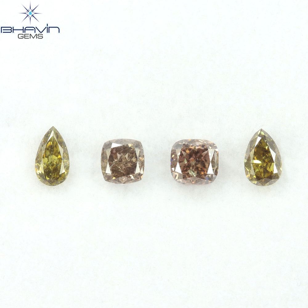 1.54 CT/4 Pcs Natural Mix Diamond Mix Fancy Color Clarity SI (5.44 MM)