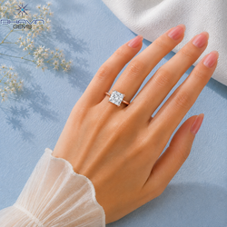 Princess Cut Solitaire Engagement Ring with Double Corner Prongs and Floral Basket in Rose Gold